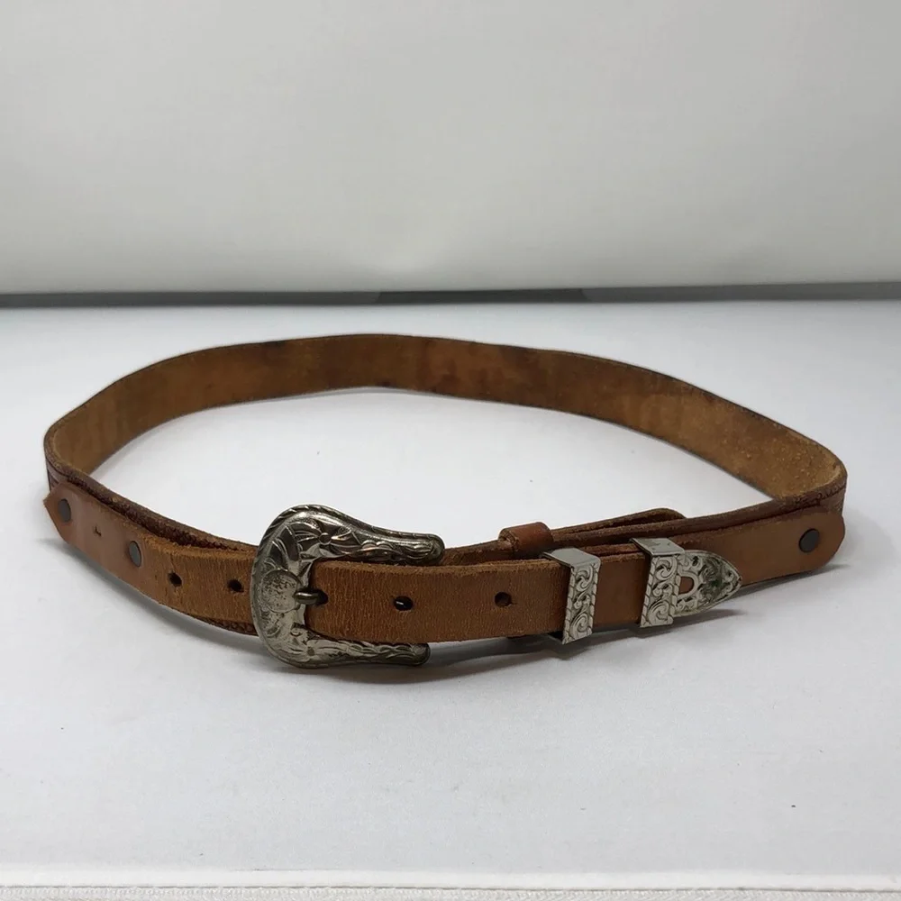 Handcrafted Belt Western Rodeo Tooled Brown Leather